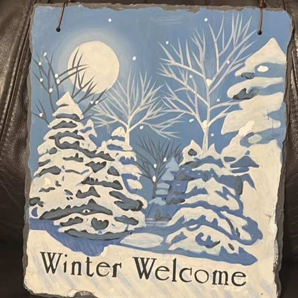 Hand painted slate winter wall hanging New Creative Enterprises Winter Welcome S
